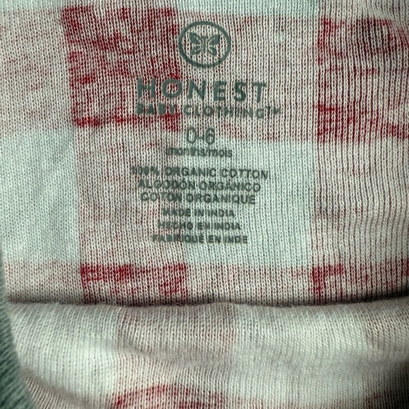 Honest Baby Infant Red and White Checkered Gown 0-6 months - Picture 3 of 3